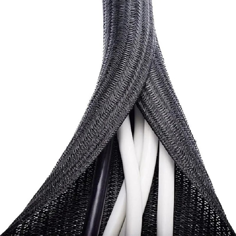 Braided Cable Sleeve PET Nylon Wrapping Wire Protector Casing Desk PC TV Cord
