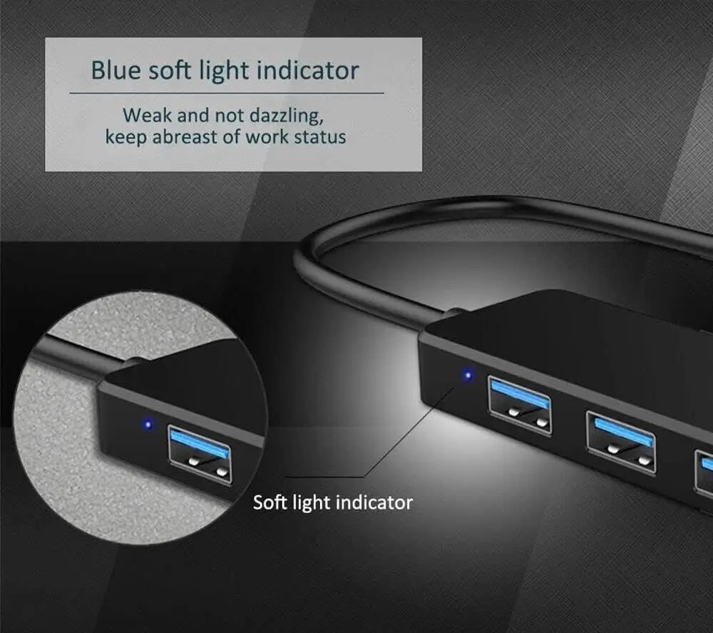 USB 3.0 Hub 4-Port Adapter Charger Data SLIM Super Speed PC Mac Laptop Desktop