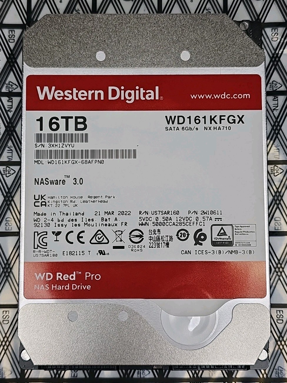 Western Digital Red Pro 16TB Hard Drive 7200RPM 3.5″ SATA III 512MB Cache – Used