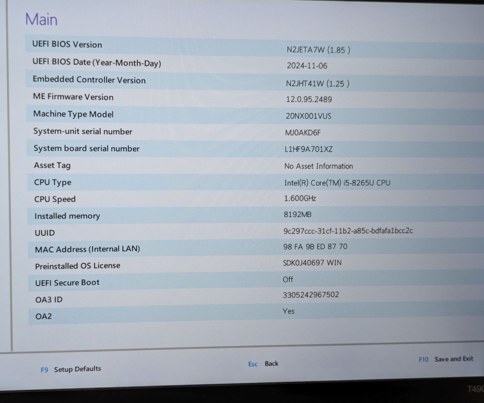 Lenovo ThinkPad T490s 14″ Laptop i5-8265U 1.60GHz 8GB RAM 256GB NVMe SSD Win 11