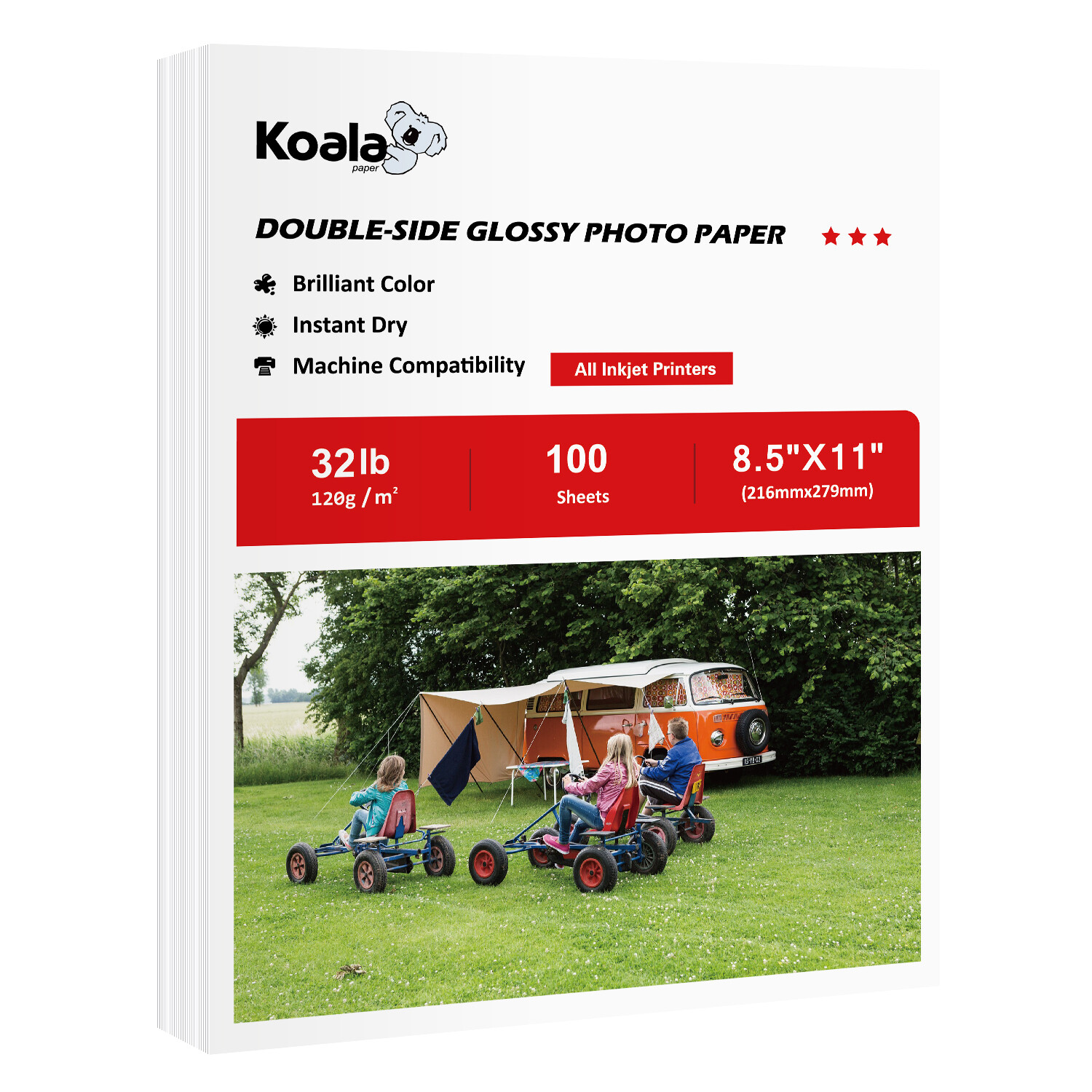 Lot Koala Double Sided Glossy Photo Printer Paper 32LB 8.5×11 8.5×14 11×17 120g