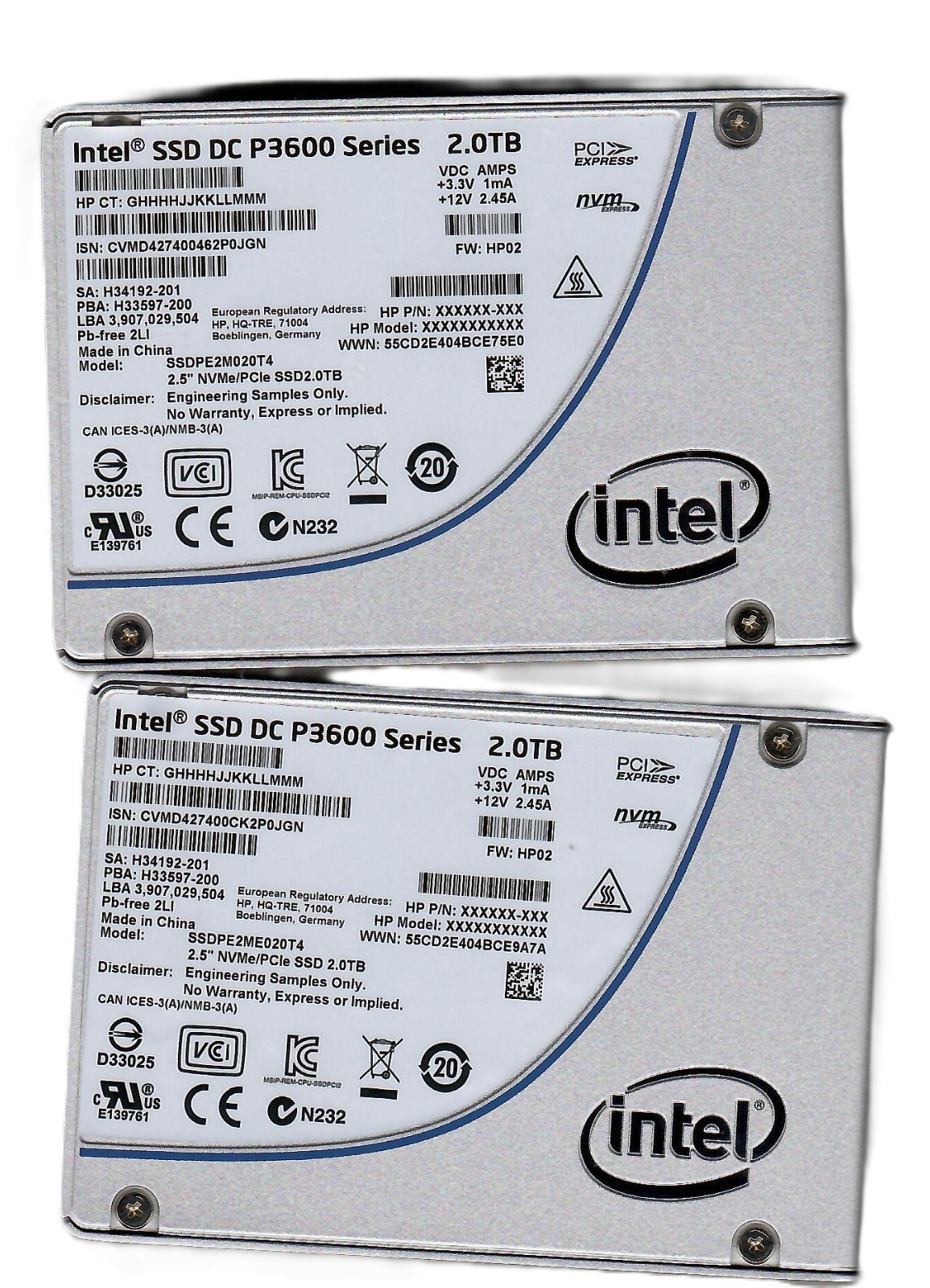 2TB HPE LO2000KEFJU 2.5in NVMe PCIe SCN LE Mixed Use G9 G10 SSD ES