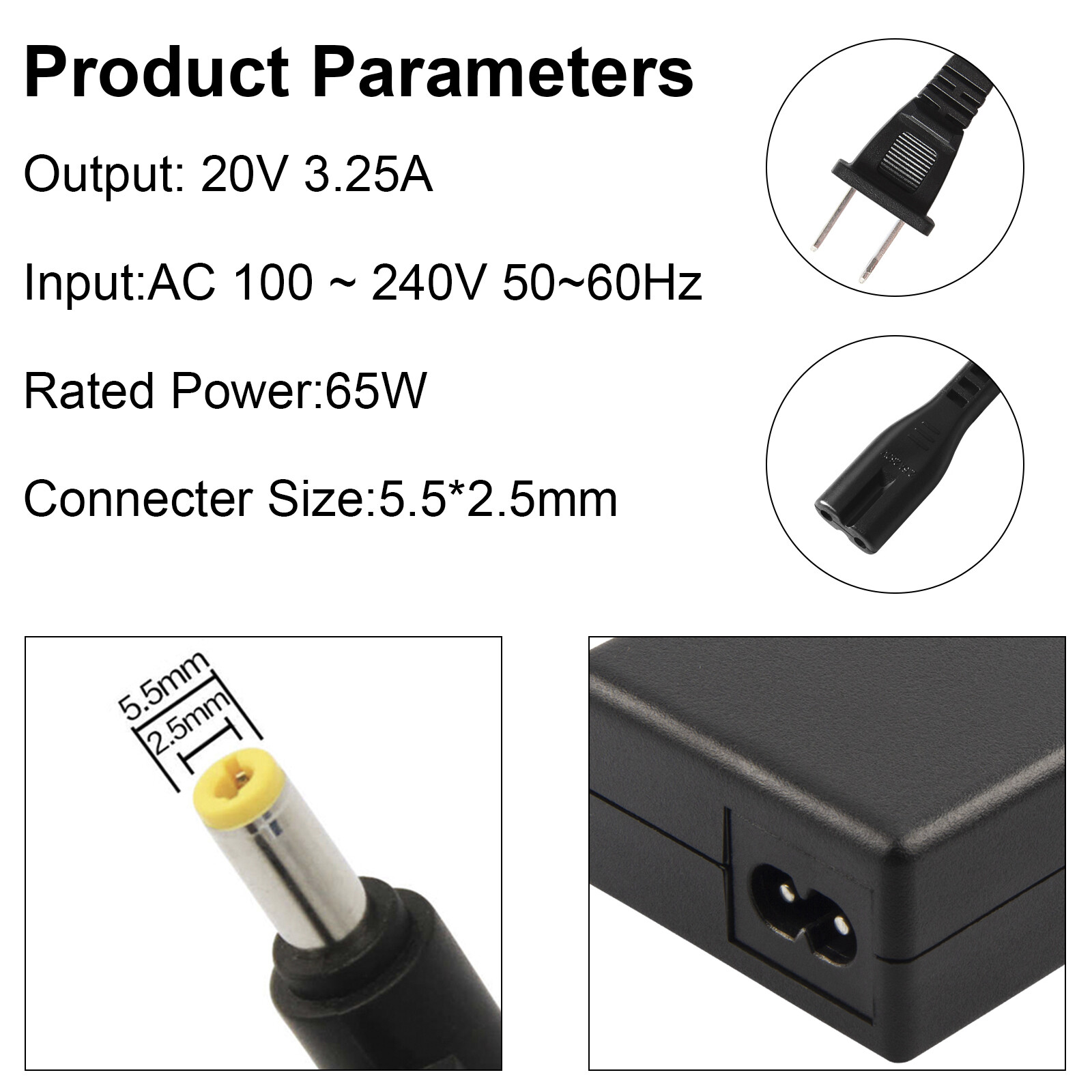 20V 3.25A 65W AC Adapter Charger Power Supply For IBM Lenovo IdeaPad 5.5*2.5mm