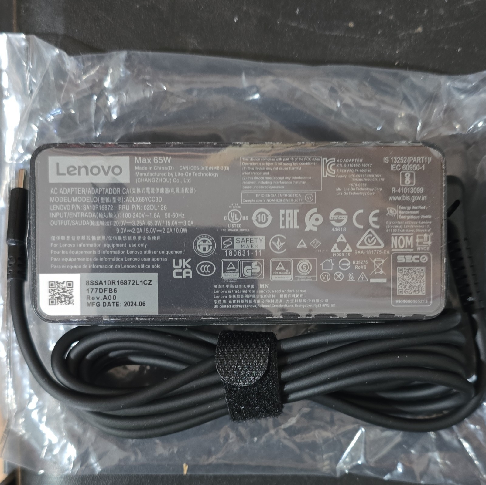 Lenovo 65W Power Adapter ADLX65YCSC3D for ThinkPad 20V 3.25A