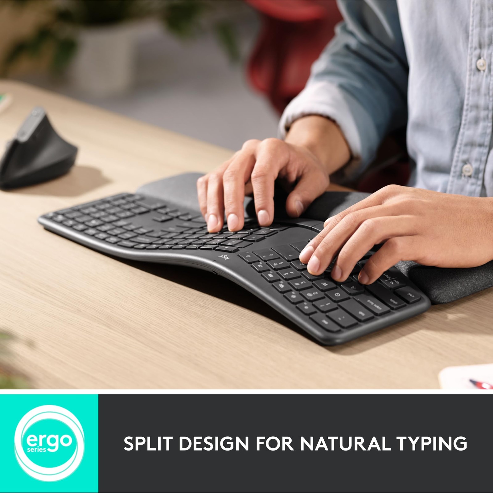 Logitech – ERGO K860 Ergonomic Wireless Keyboard for Windows and Mac with Palm