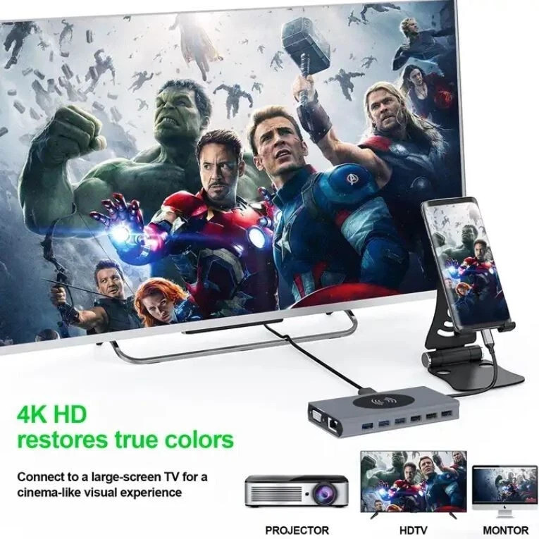 15 in 1 USB C Multiport Adapter Hub MacBook Pro Air HDMI 4K 3.0 Wireless Charger