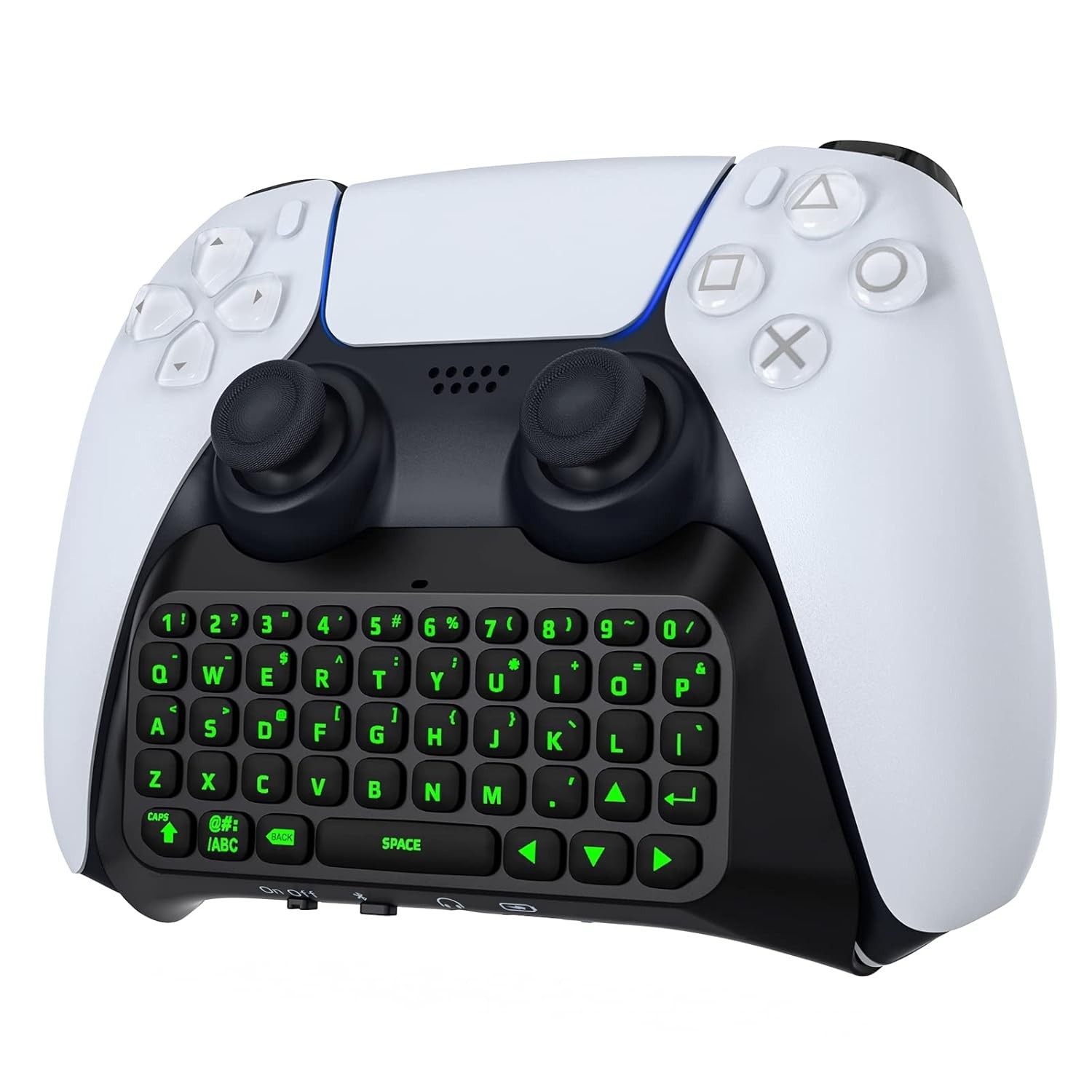 Moko Keyboard for PS5 Controller with Green Backlight, Bluetooth Wireless Mini