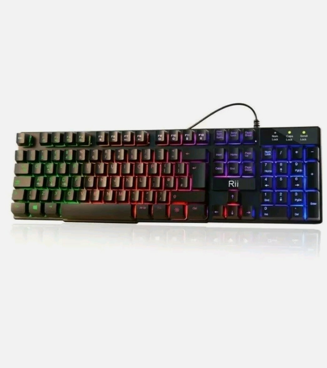 New Rii RK100+ Mixed Color LED Backlit Multimedia Gaming Keyboard