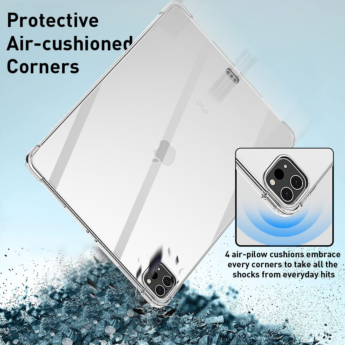 For iPad Pro 12.9 in 6th/5th/4th Generation Case Clear TPU Shockproof Slim Cover