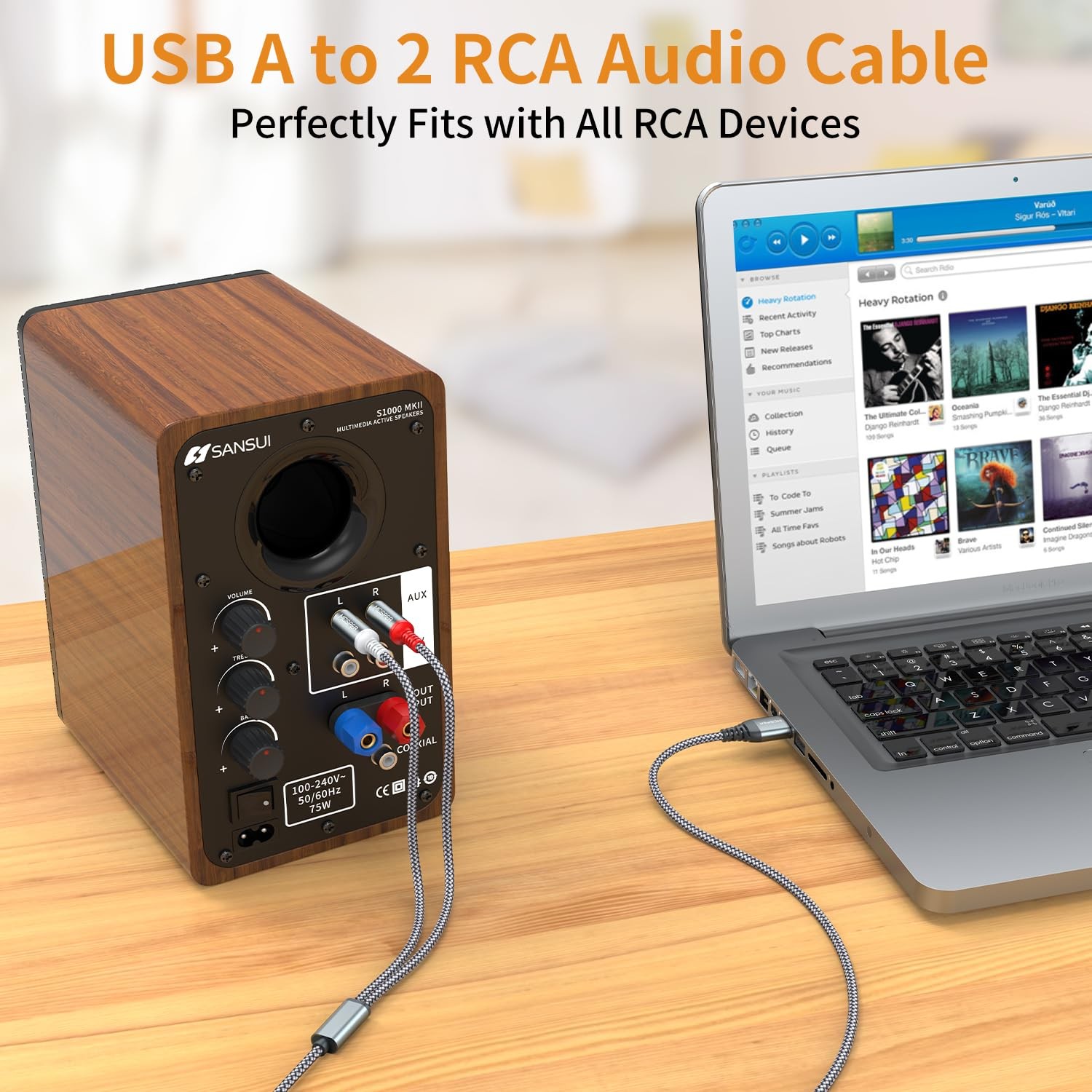 MCSPER USB to 6.6 feet, Gold (connectors), likely Black or White (insulation)