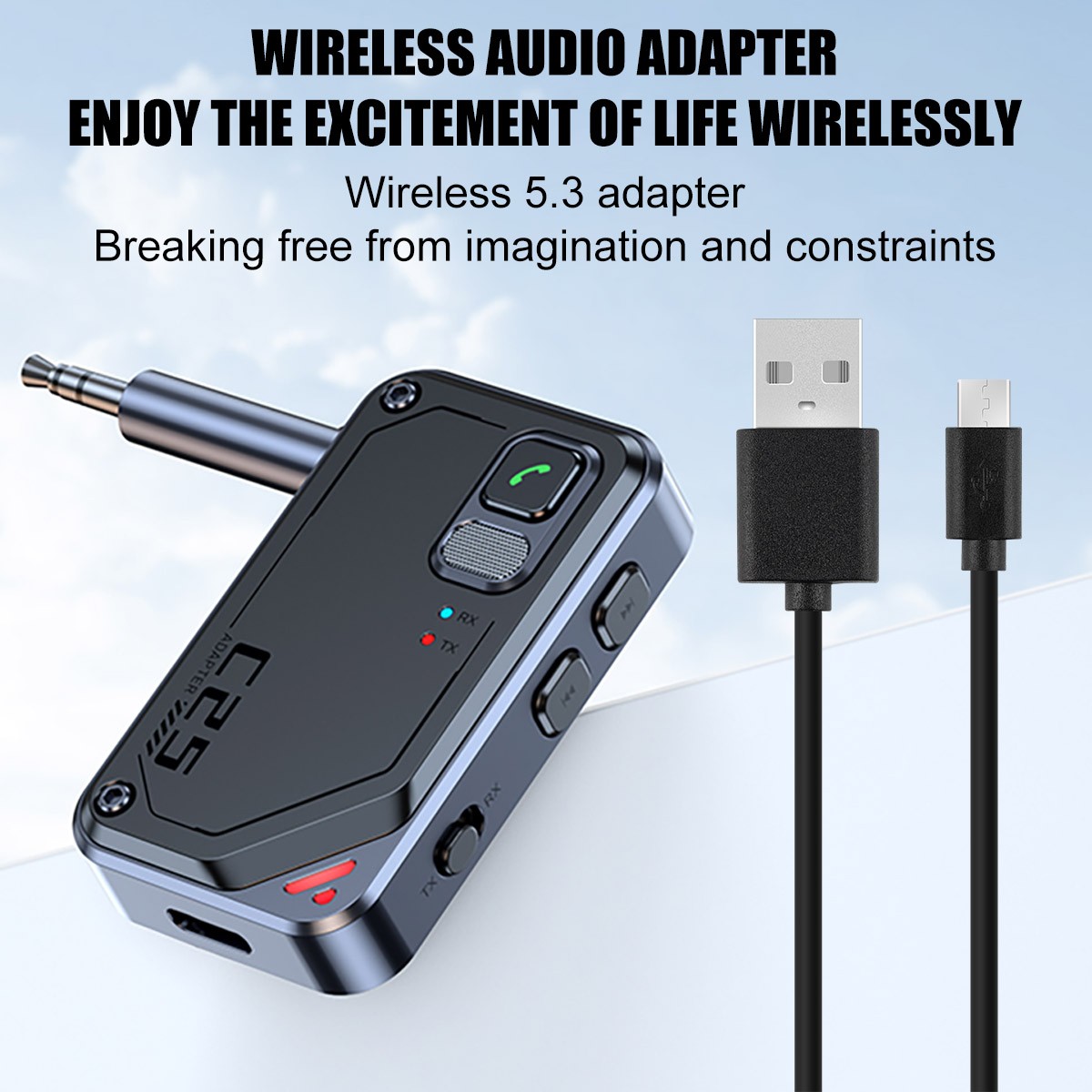 NEW BluetoothV5.3 Car Wireless Transmitter Receiver Adapter AUX Audio 3.5mm Jack