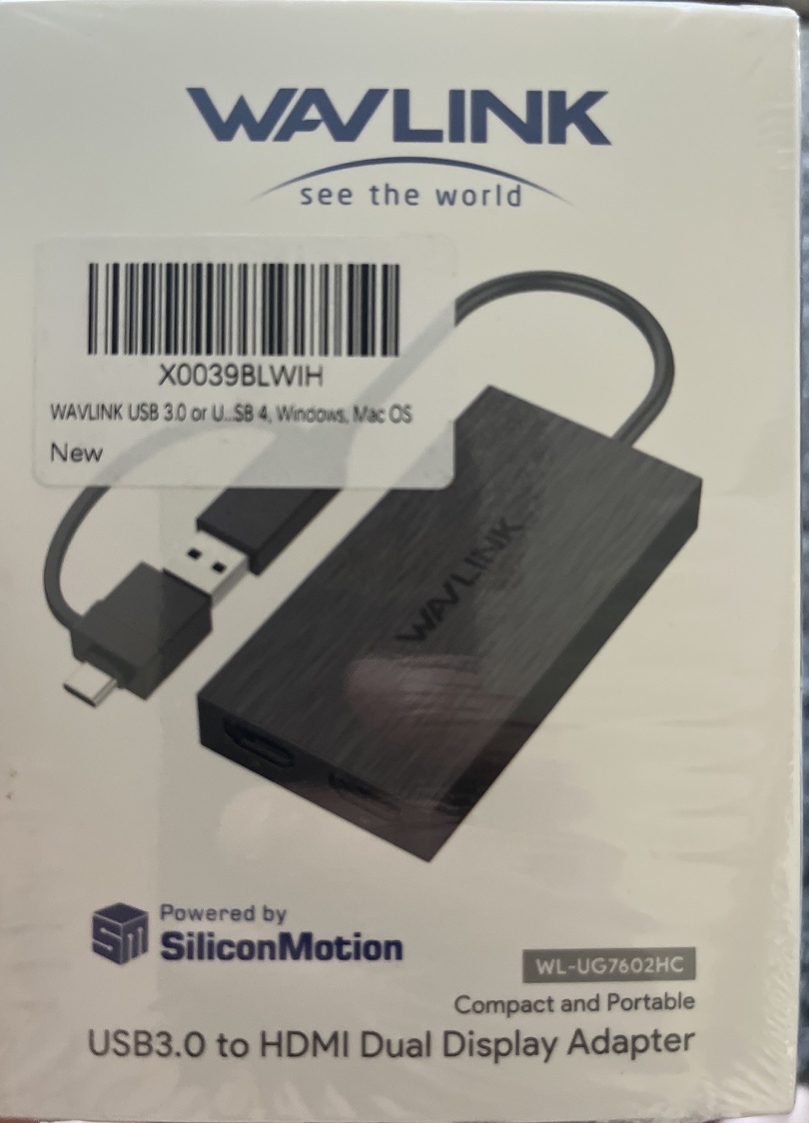 Wavlink USB 3.0 to HDMI Dual Display Adapter Black. SEALED FREE SHIPPING