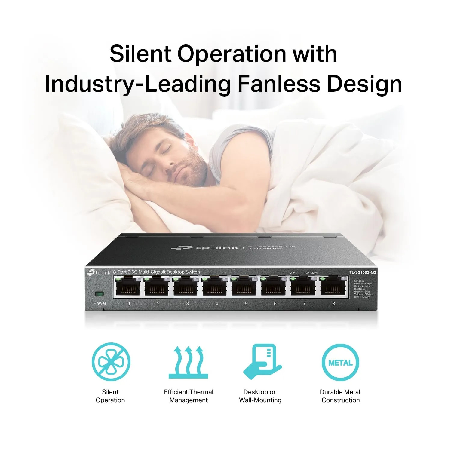 TP-Link TL-SG108S-M2 8-Port Multi-Gigabit 2.5G Unmanaged Ethernet Network Switch