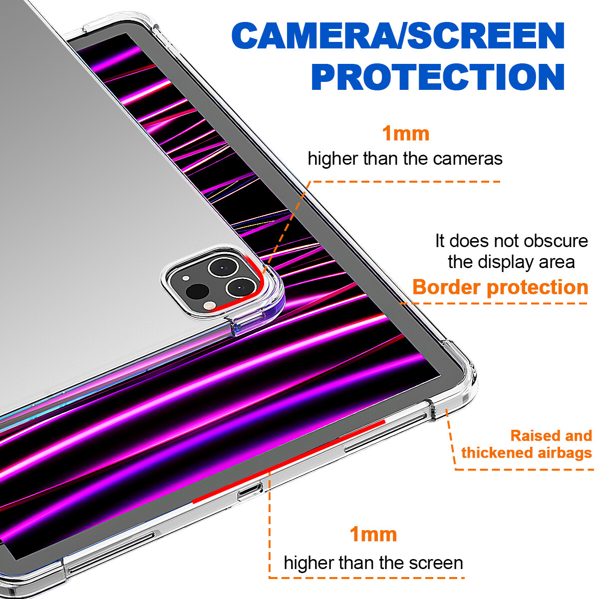 For iPad Pro 12.9 in 6th/5th/4th Generation Case Clear TPU Shockproof Slim Cover