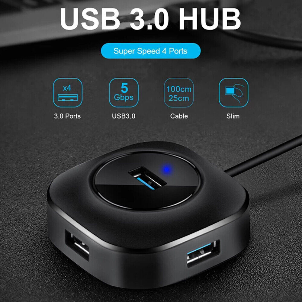 USB 3.0 Hub Multi USB Splitter Adapter 4 Port USB-Hub Expander For PC Mac Laptop