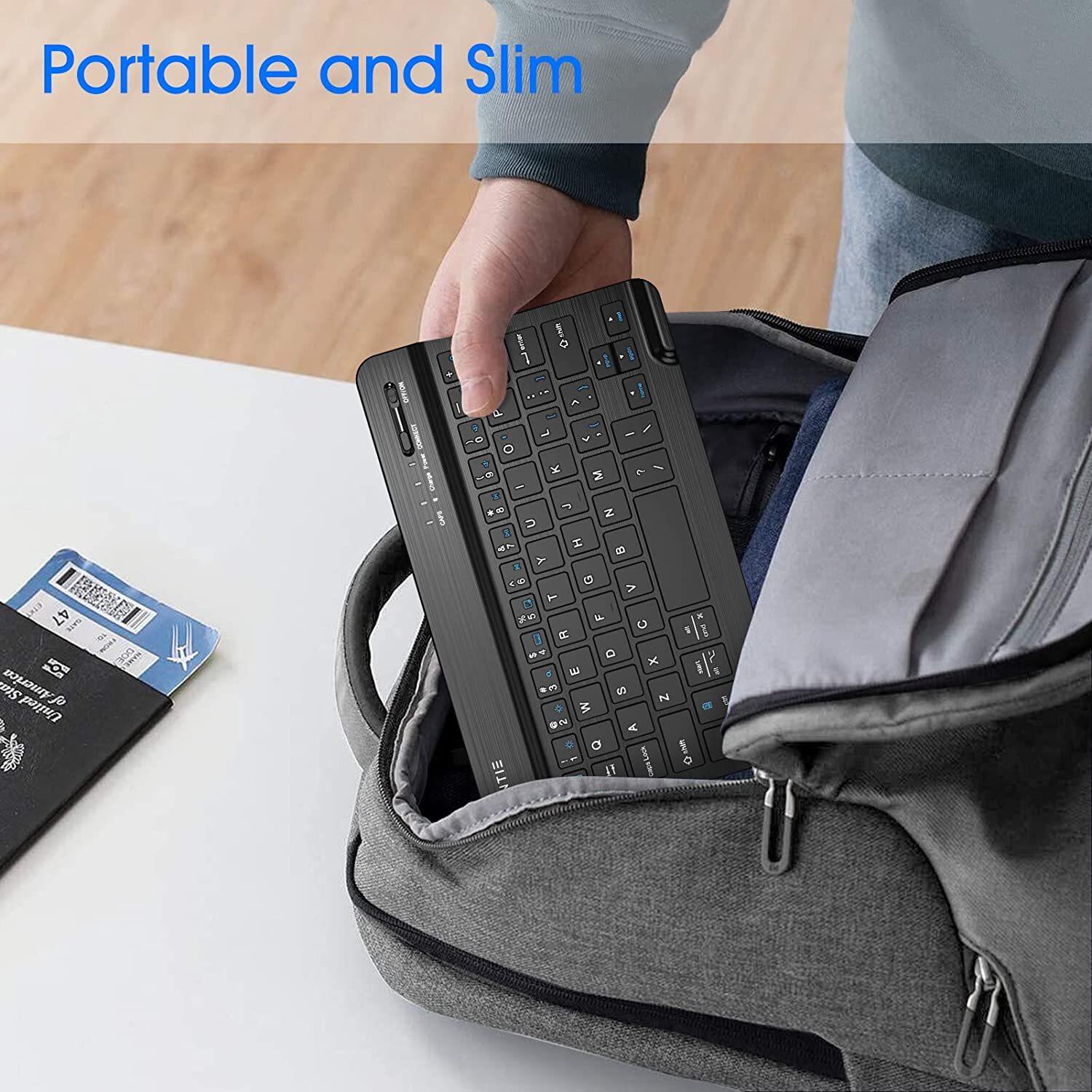 7-Inch Ultrathin (4mm) Wireless Bluetooth Keyboard for iPad Samsung Tablet, iOS