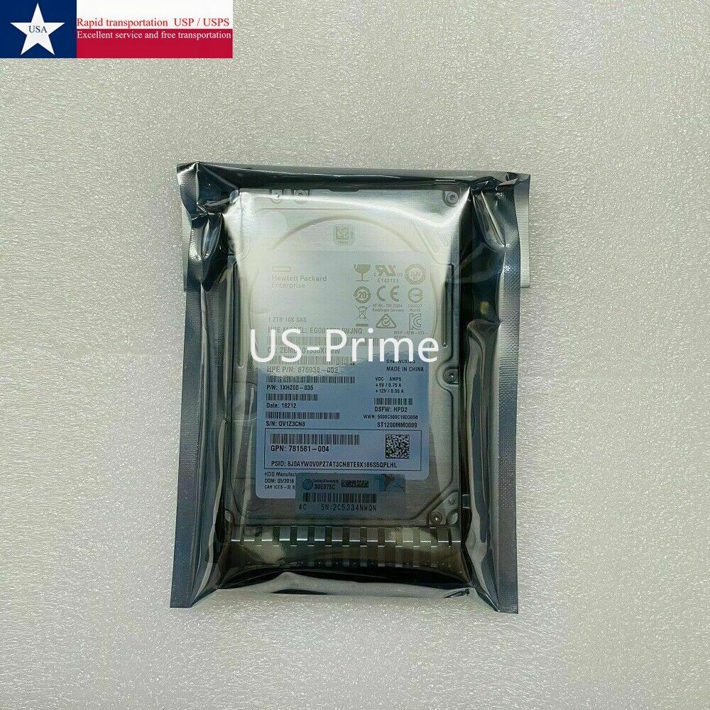 FOR HP 872479-B21，872737-001 1.2TB，10K，12G，2.5 SAS SC DS HDD INCLUDES HDD TRAY