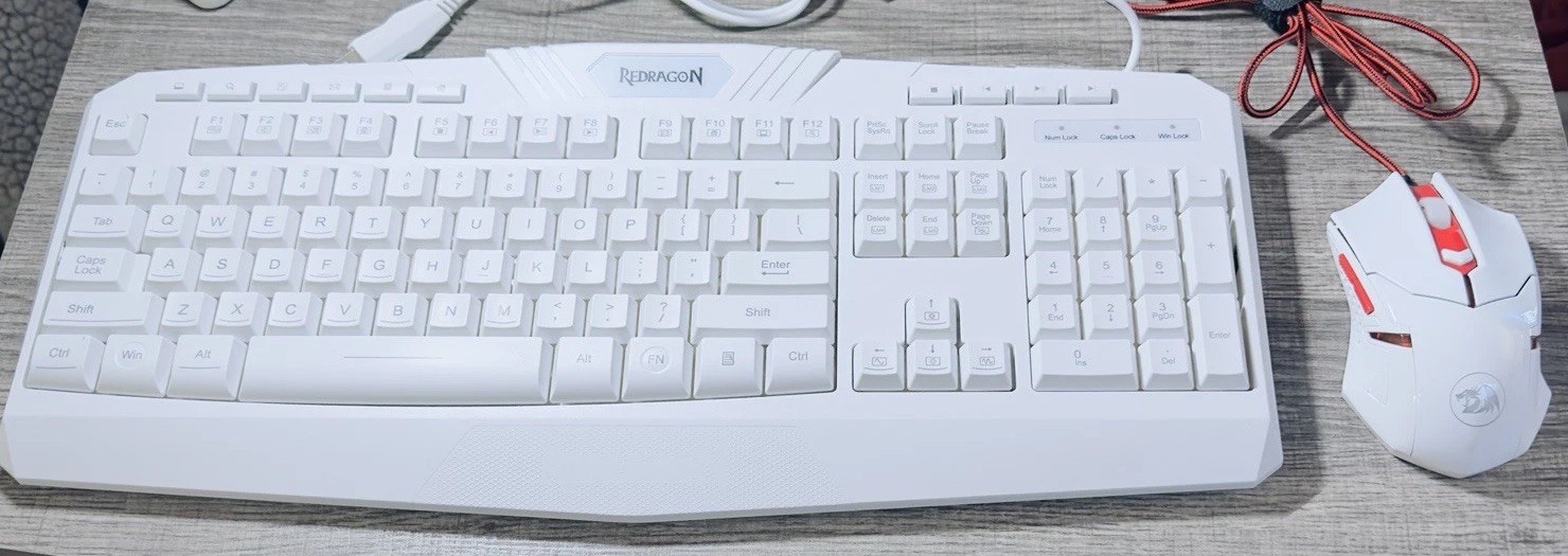 Redragon Gaming Essentials wired Keyboard/Mouse S101W 2 In 1 Set White