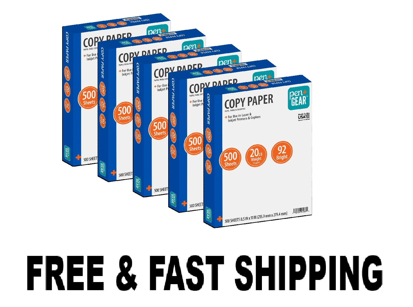 Pen+Gear Copy Paper, 8.5″ x 11″, 20 lb, White, 500 Sheets ( PACK OF 5 )
