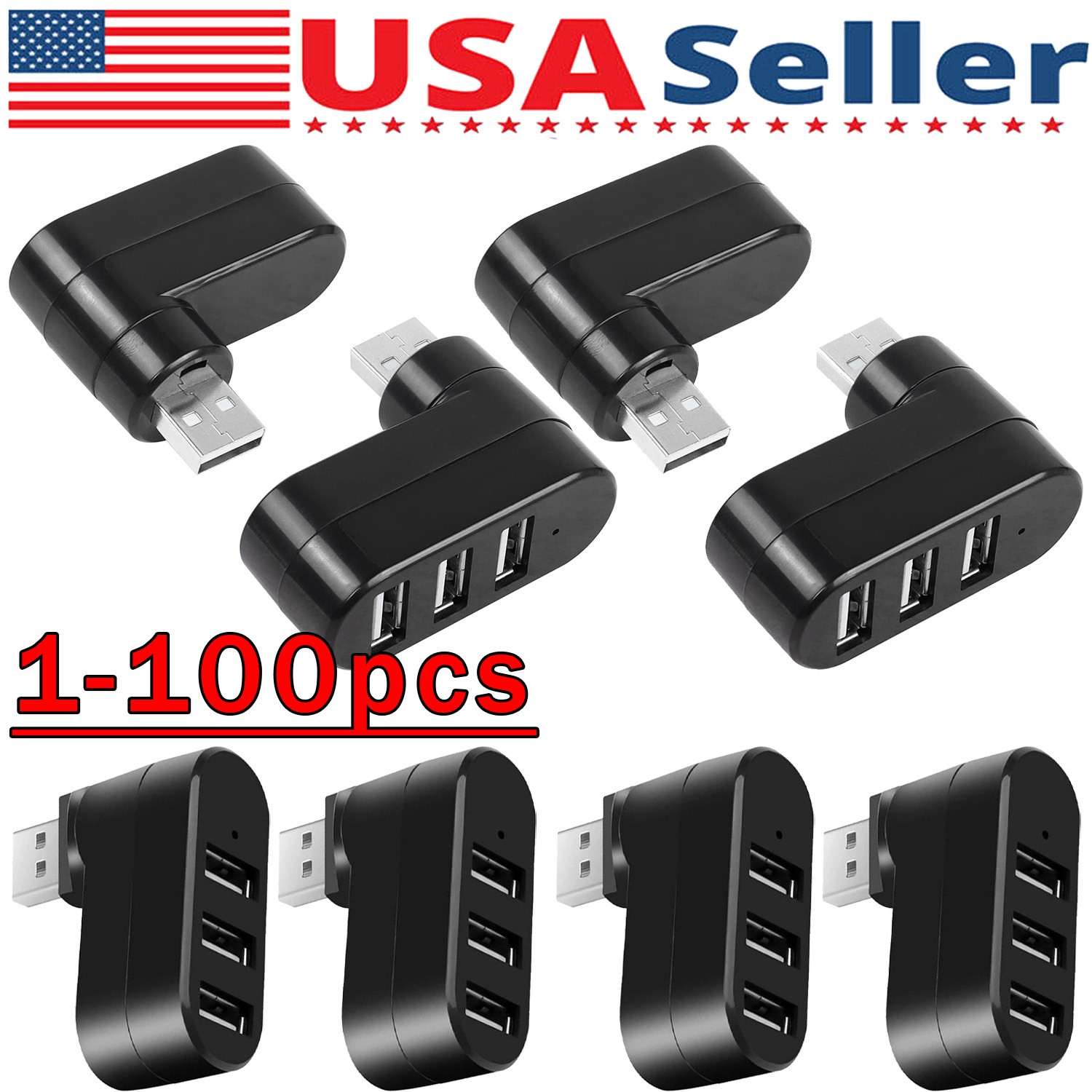 3 Port High Speed USB 3.0 HUB Splitter Expansion Desktop PC Laptop Adapter Lot