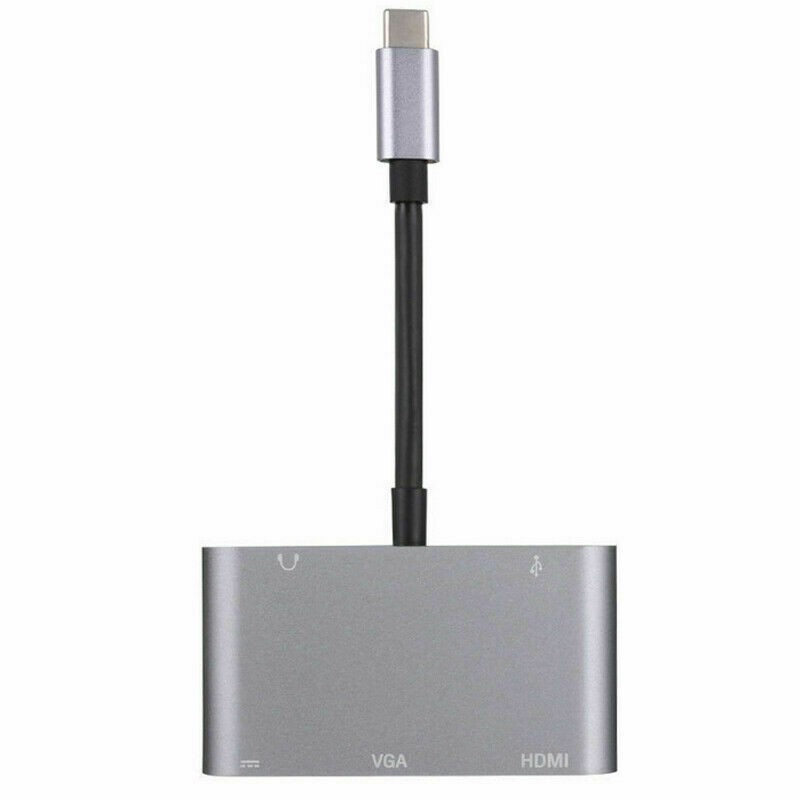 Type C to HDMI/VGA/USB 3.0/3.5mm Audio/USB-C PD Port 5 in1 Adapter Converter Hub
