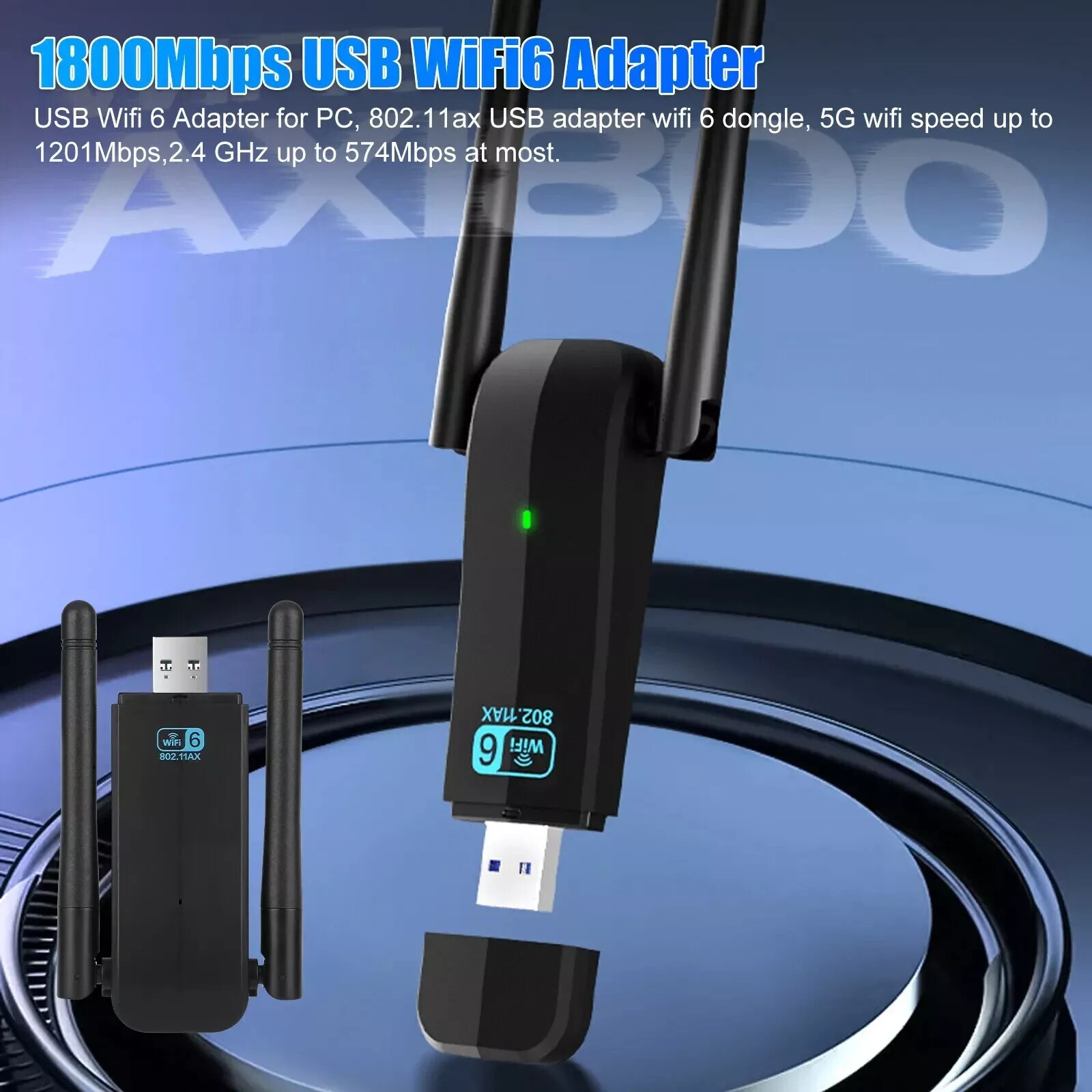 1080Mbps PC Laptop Dual Band 2.4/5GHz Wireless USB 3.0 WiFi Adapter Antennas