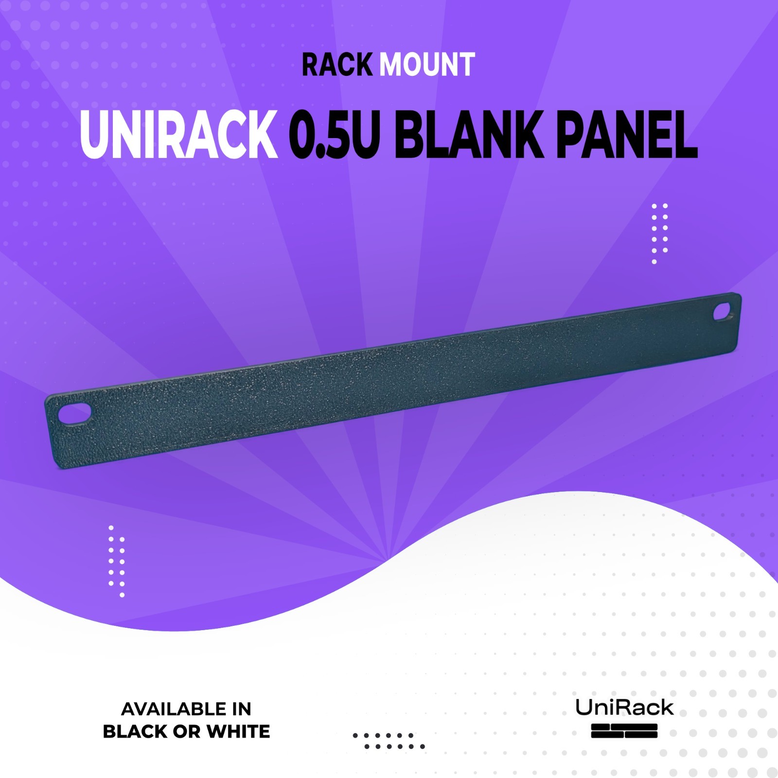 0.5U Server Rack Blank – 10 Inch Panel – Black or White – Textured PETG