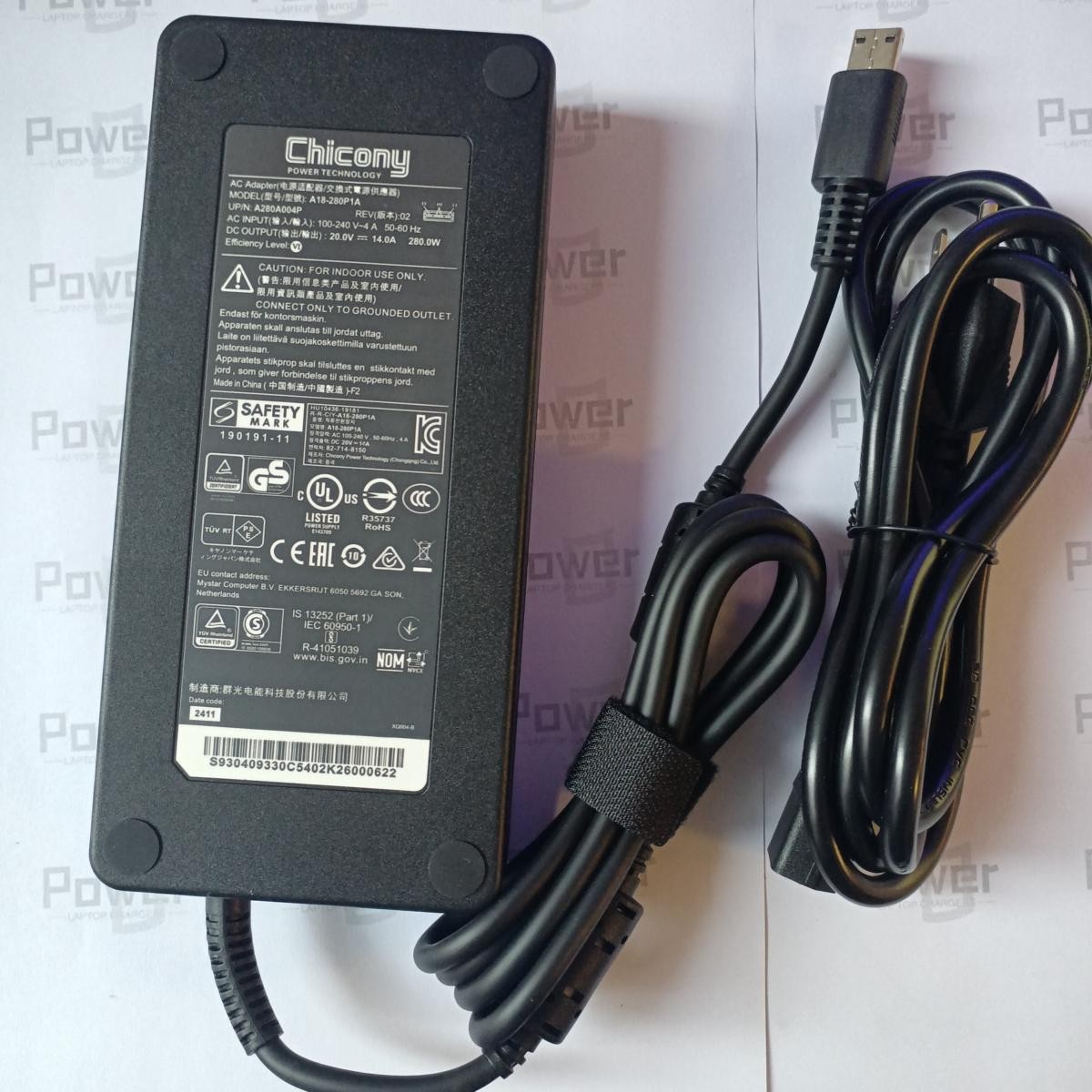 MSI Vector GP68HX GP78HX 13VG 13VF 14VGG 280W 20V 14A Chicony AC Adapter Charger