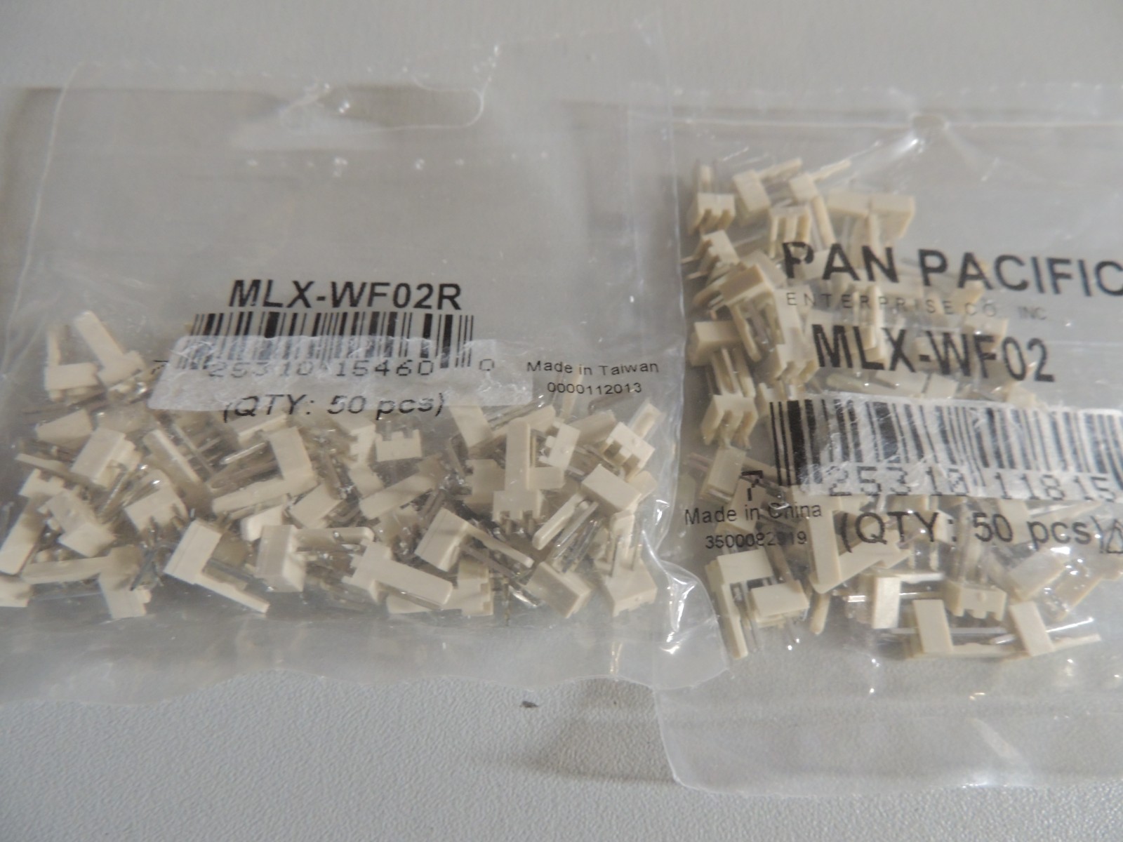 100 pcs (2pks of 50) 1 pk of Right Angle 1 pk Streight 2 pin Male MLX 2.54 mm