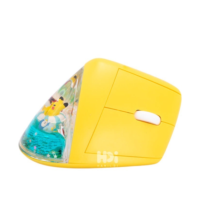 Pokemon Pikachu Wireless Vertical Mouse RF 2.4GHz 1200 DPI Yellow Ergonomic