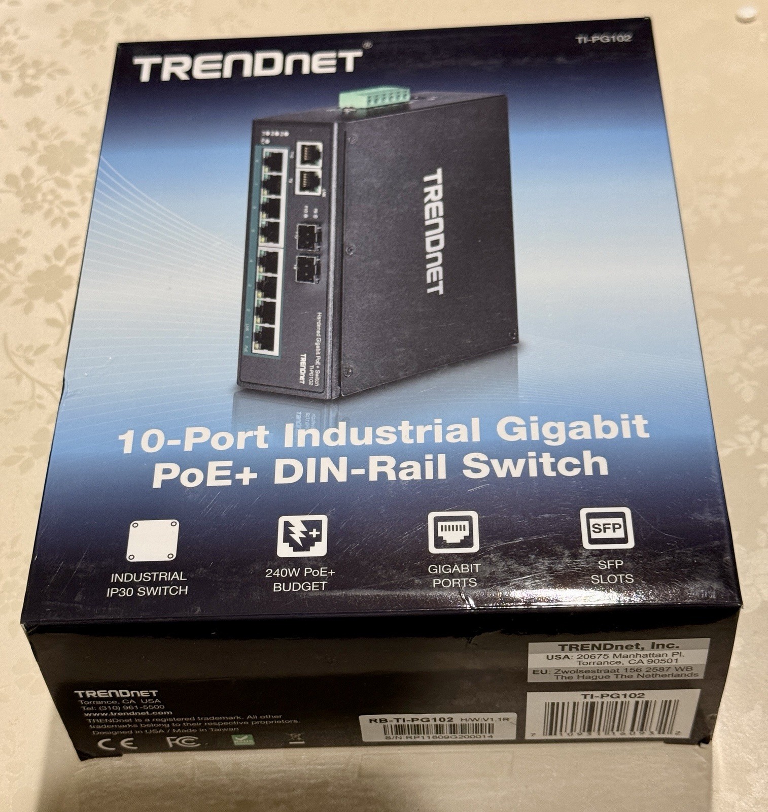 TRENDnet 10 port Industrial Gigabit Poe+ DIN-Rail Switch – NEW