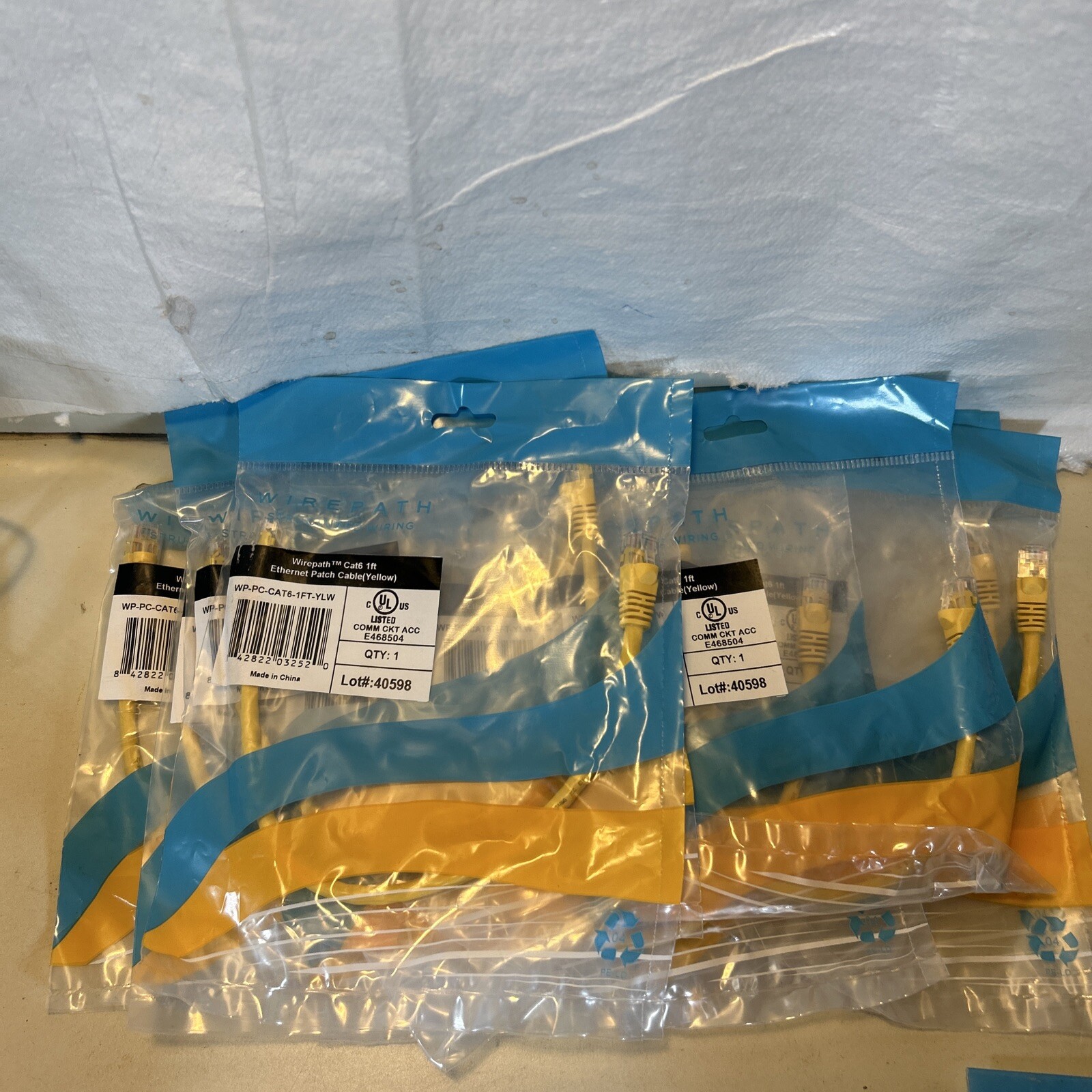 Lot of 10 WIREPATH CAT6 1ft Ethernet Patch Cables 1’ Yelllow WP-PC-CAT6-1FT-YLW