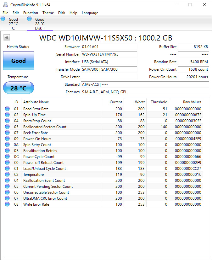 WD10JMVW-11S5XS0 EHCVJHB sn WX31EA MAR/2012 Malaysia 1TB USB 3.0 Western Digital