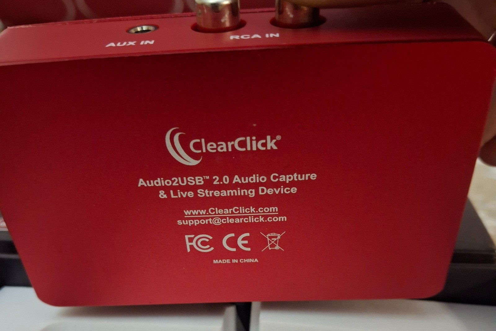 ClearClick Audio2USB 2.0 Audio Capture Live Streaming Device 2nd Gen Red