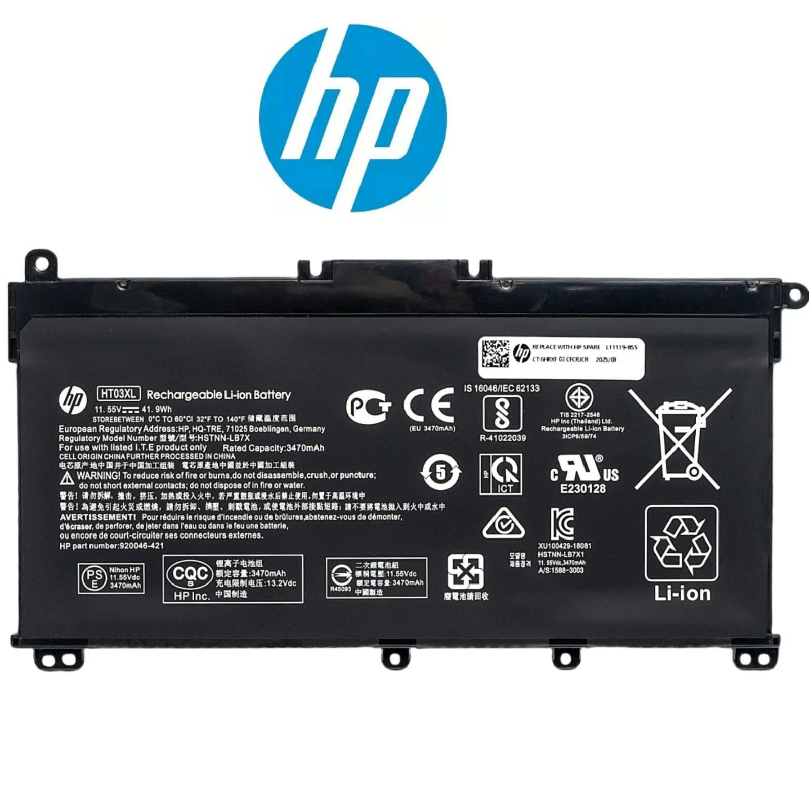 Genuine HT03XL Battery for HP Pavilion L11421-2C2 L11119-855 15-CS 15-DA 11.55V