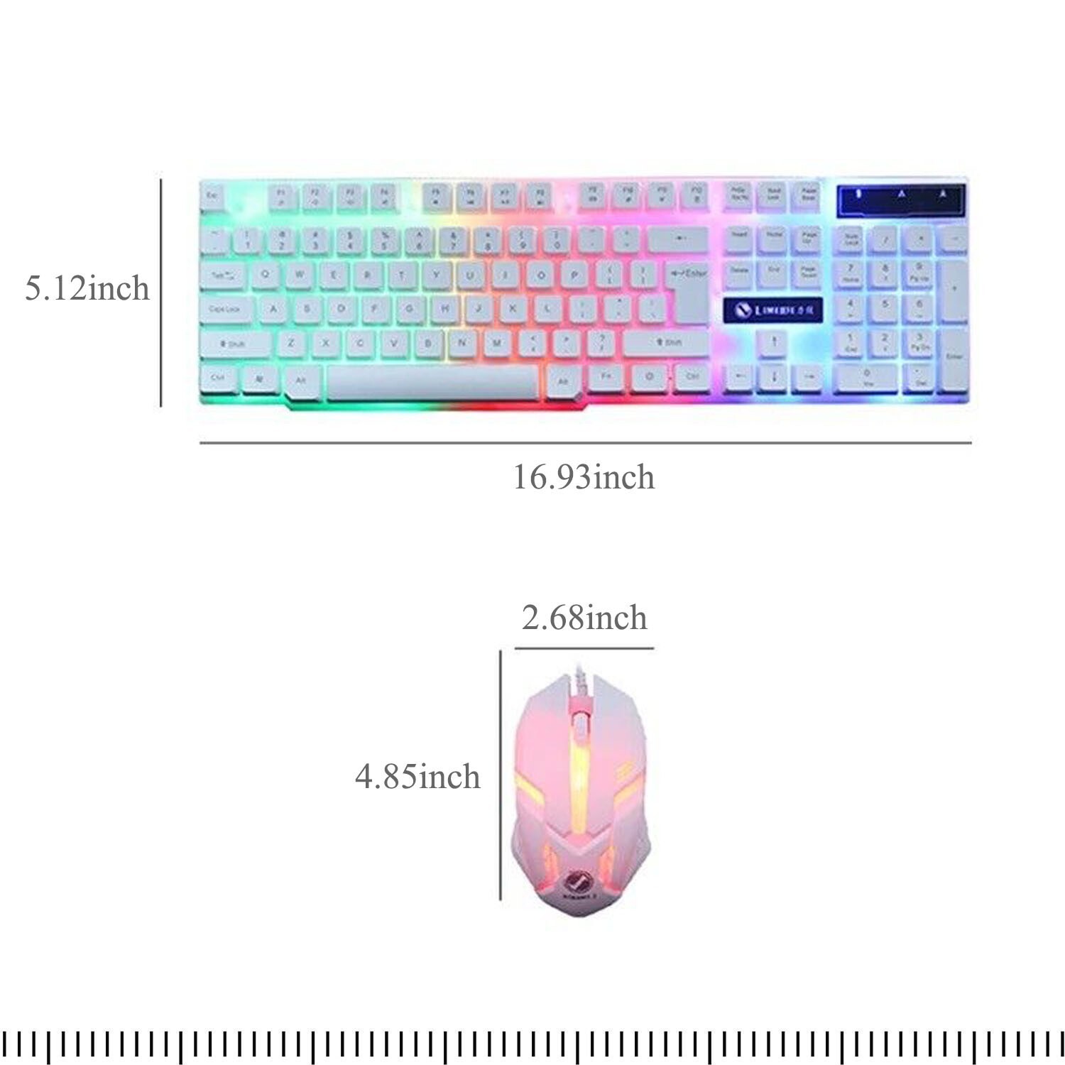 Computer Desktop Gaming Keyboard and Mouse Mechanical Feel LED Light Backlit