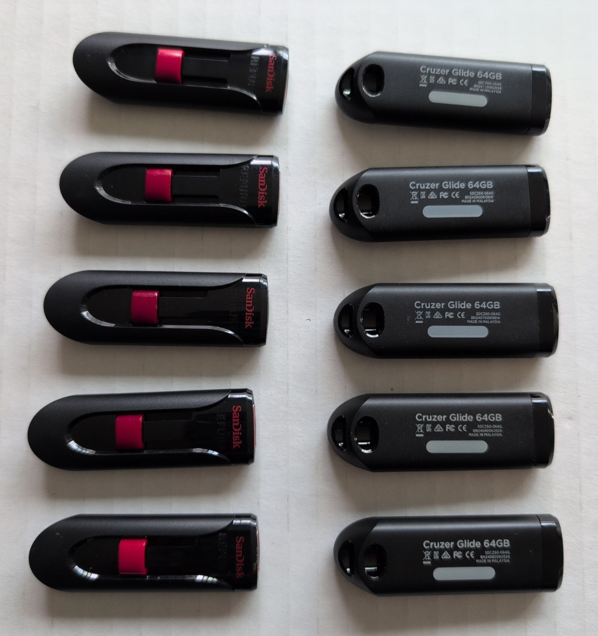 Lot of 10 SanDisk 64GB Cruzer Glide USB Flash Drive SDCZ60-064G