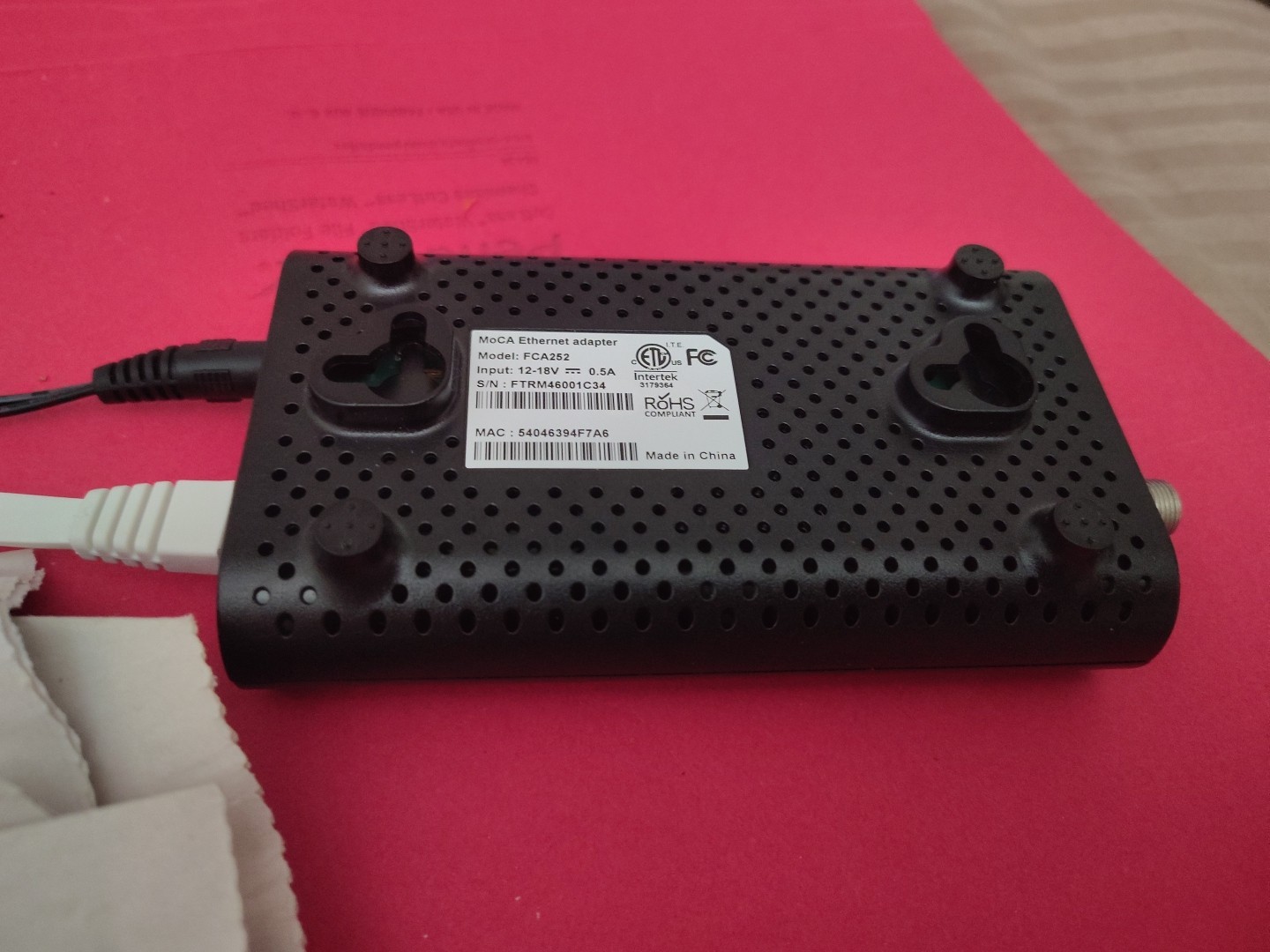 Frontier FCA252 2.5GigE MoCA 2.5 Network Adapter LNE Basic – No Power Supply