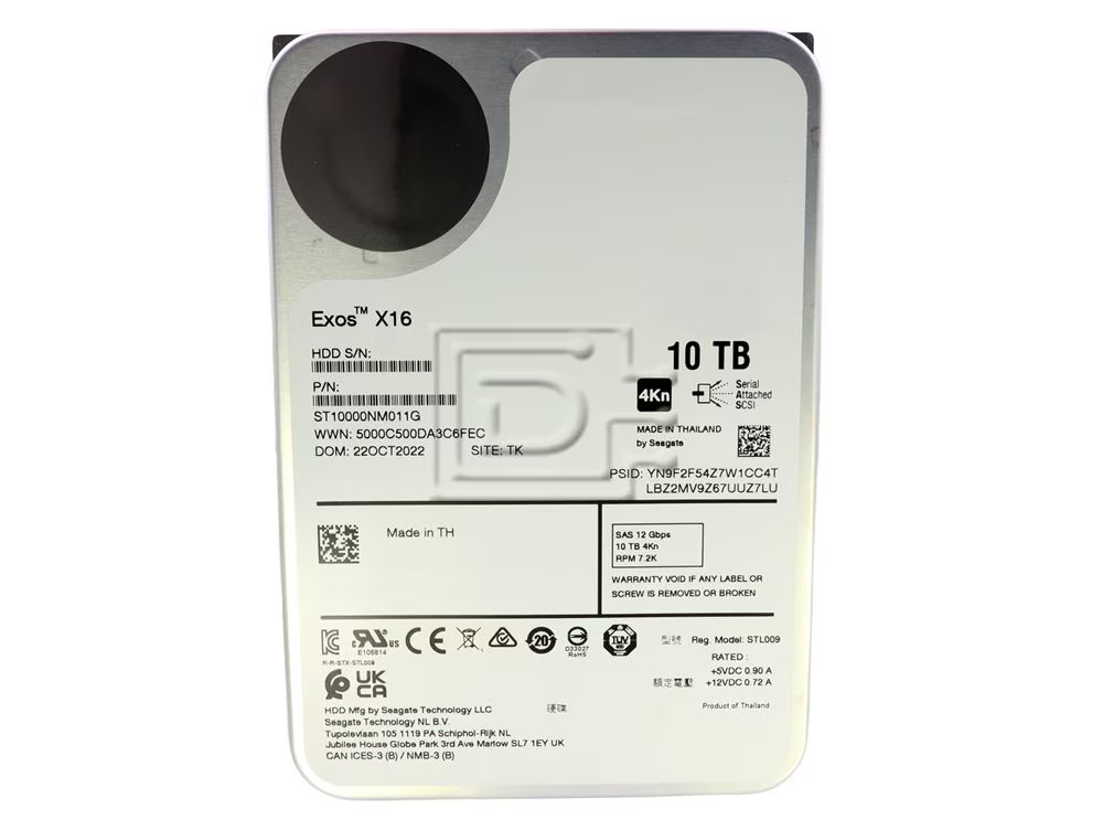 Seagate Exos X16 10TB 4Kn ISE SAS Hard Drive equiv ST10000NM008G ST10000NM0206