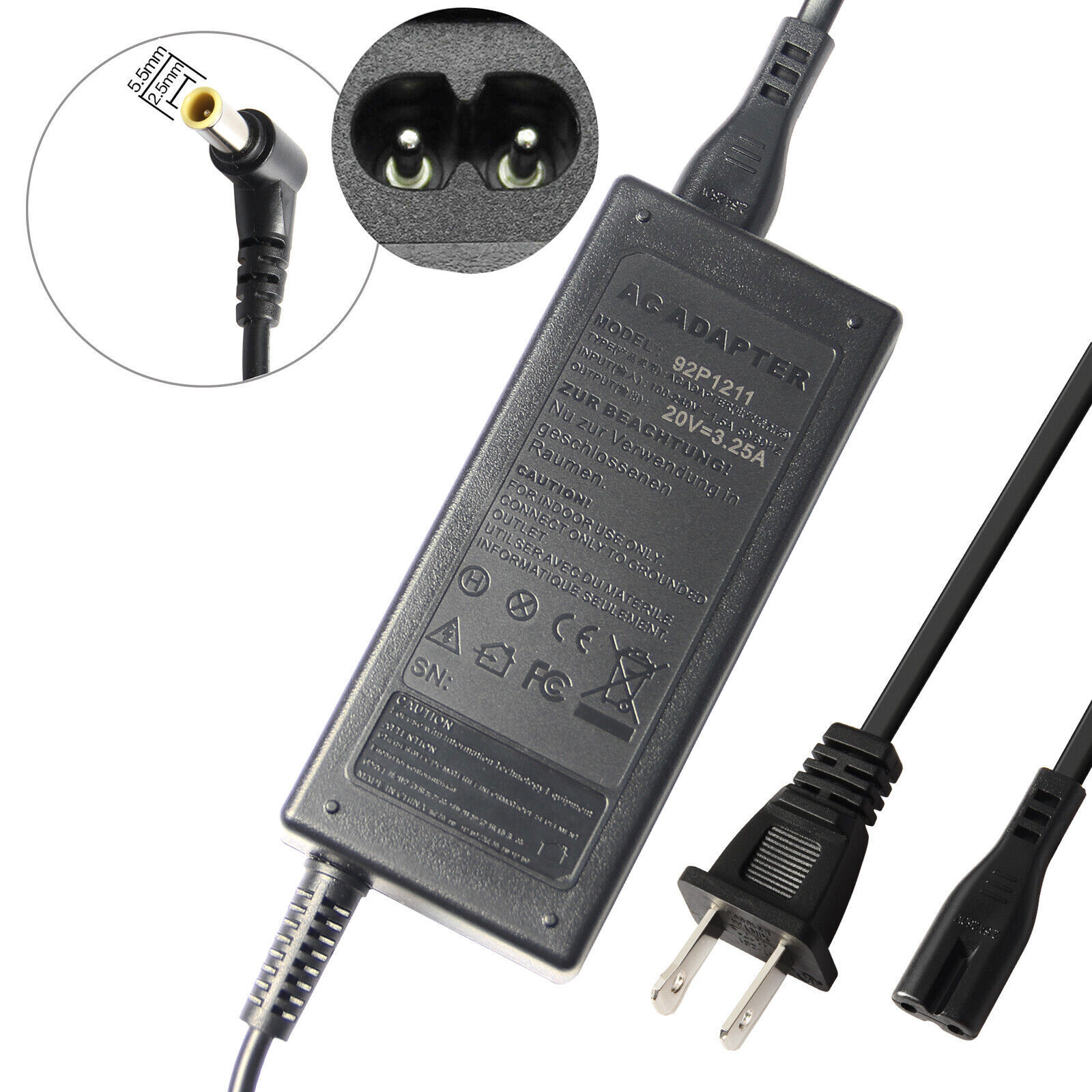 LOT OF 65W 20V 3.25A Laptop Charger AC Adapter For Lenovo IdeaPad IBM-5.5*2.5mm*