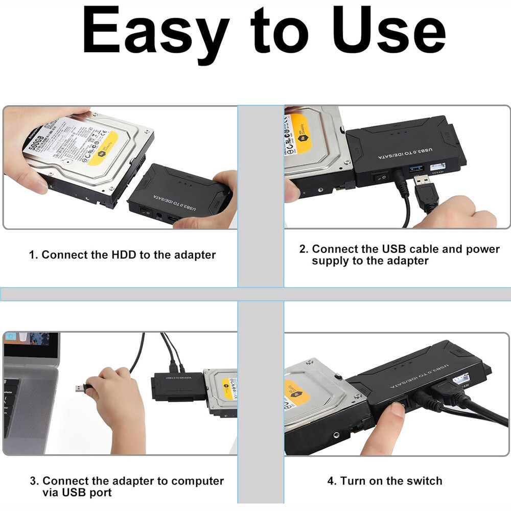 USB 3.0 To IDE/SATA Converter Adapter Kit For 2.5″/3.5″ SATA/IDE/SSD Hard Drive