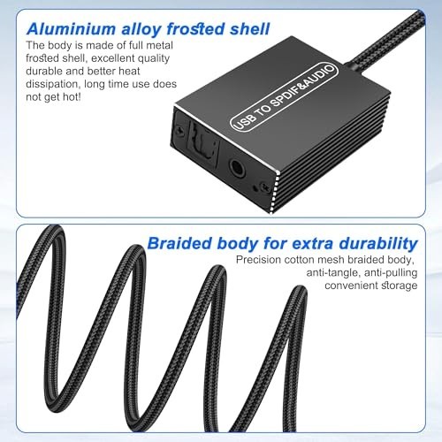 USB to Optical SPDIF Toslink & 3.5mm Audio Adapter Converter for TV, PS5, PC – 1
