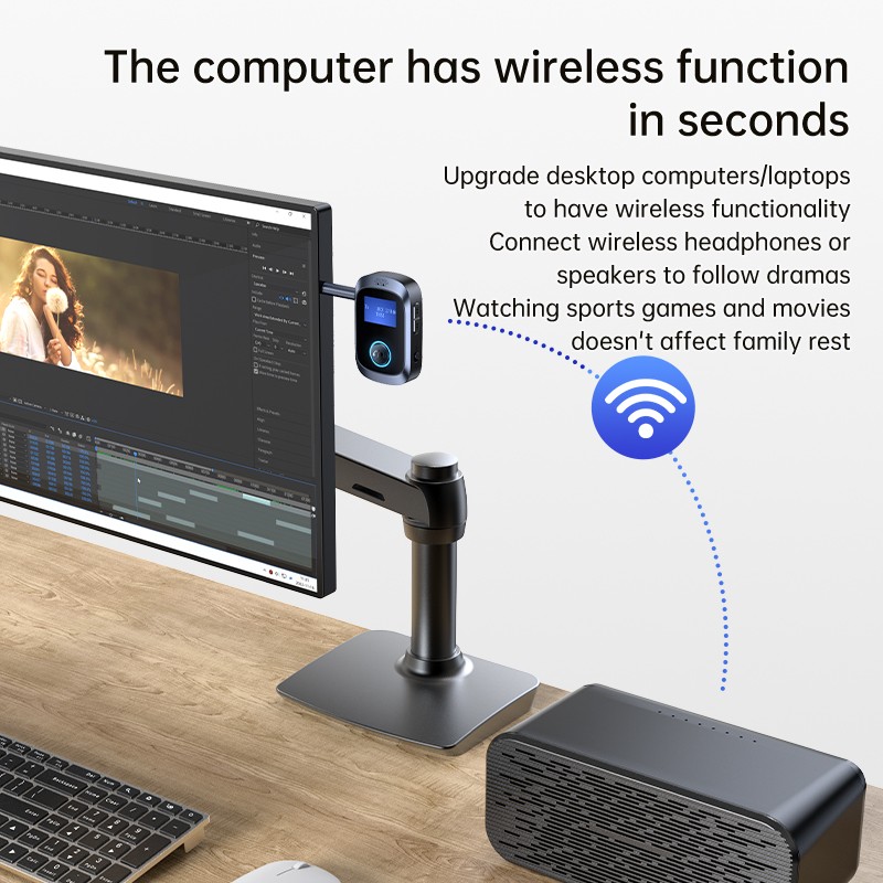 For HSP,HFP,A2DP,AVRCP Bluetooth Car Audio Adapter With LED Digital Large Screen