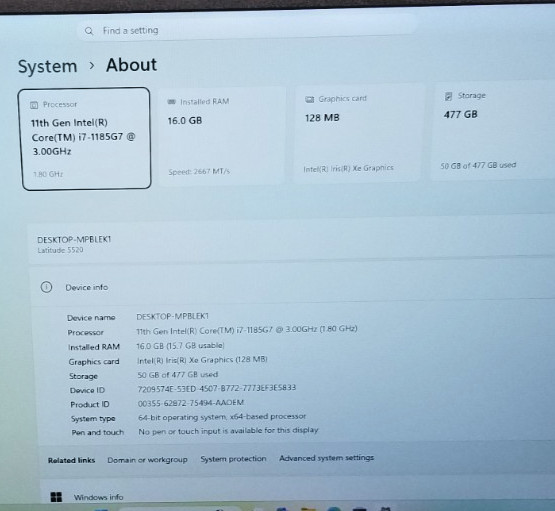 Dell Latitude 5520 15.6 FHD i7-1185G7 3.00GHz, 16GB RAM, 512GB NVMe, WIN 11 PRO
