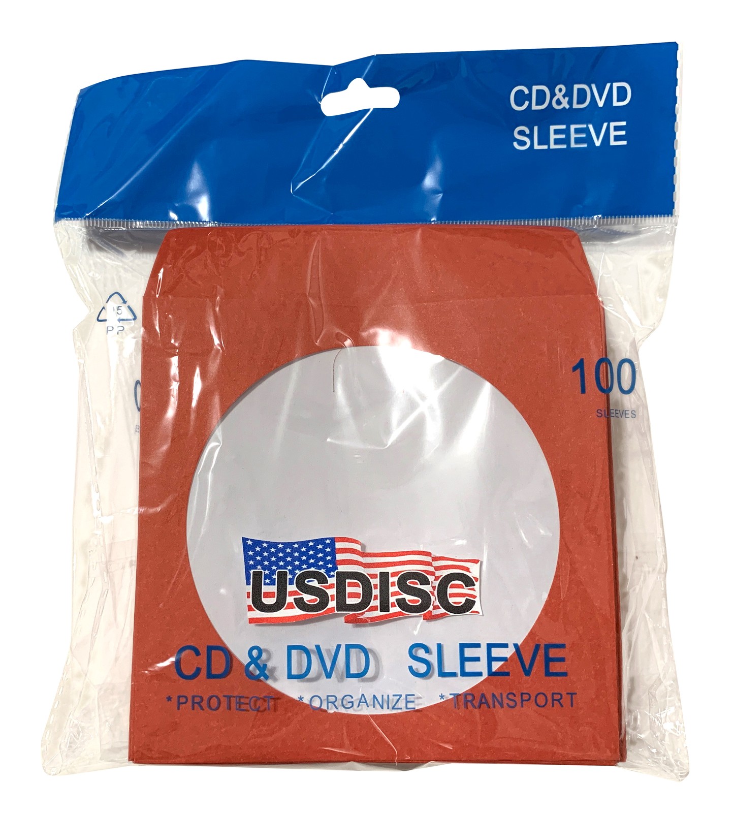 USDISC Paper Sleeves 100g Window, Flap (Red) Lot