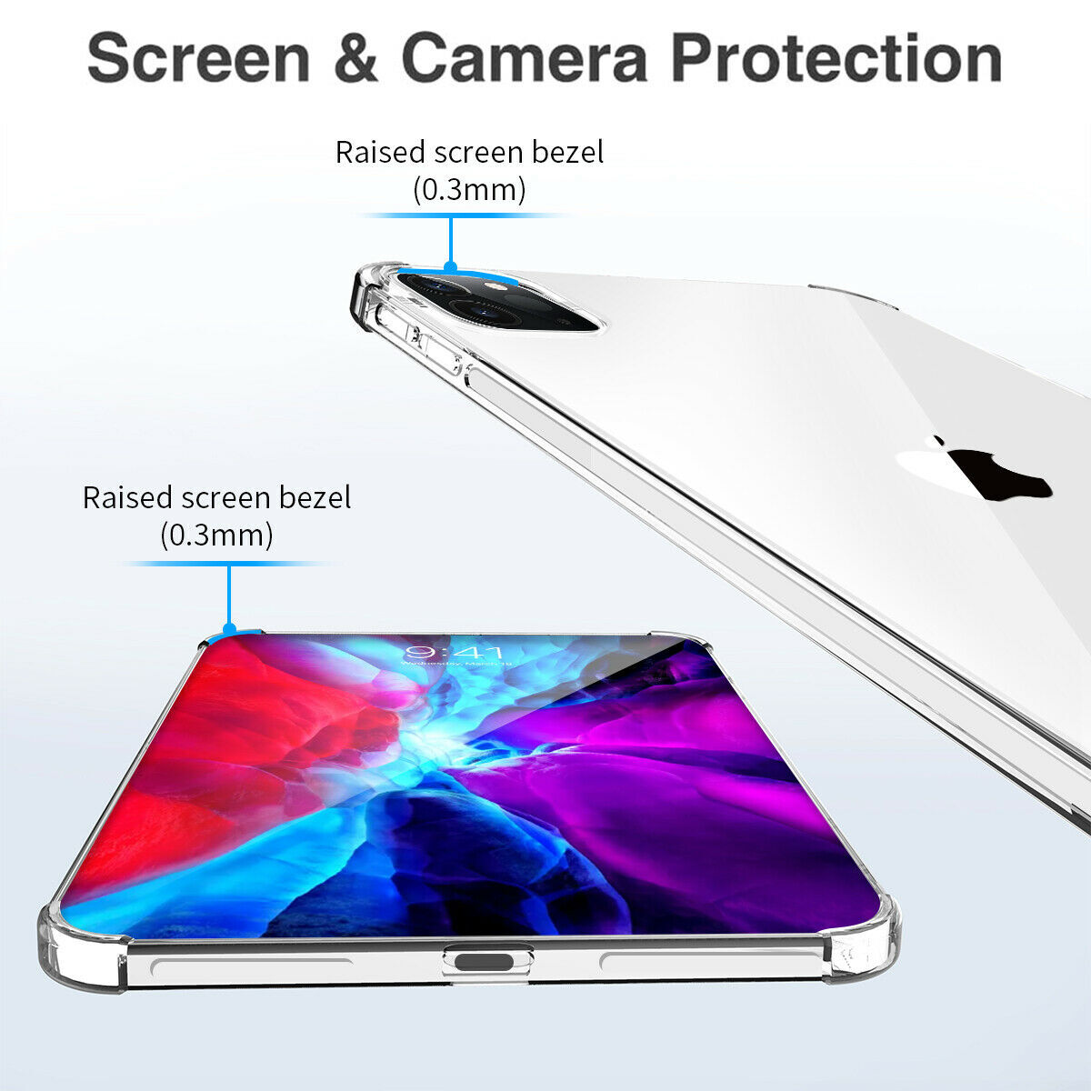 Clear Case for iPad Pro 12.9″ 5 4 3 2 1 Gen 2021/2020/2018 Shockproof Slim Cover