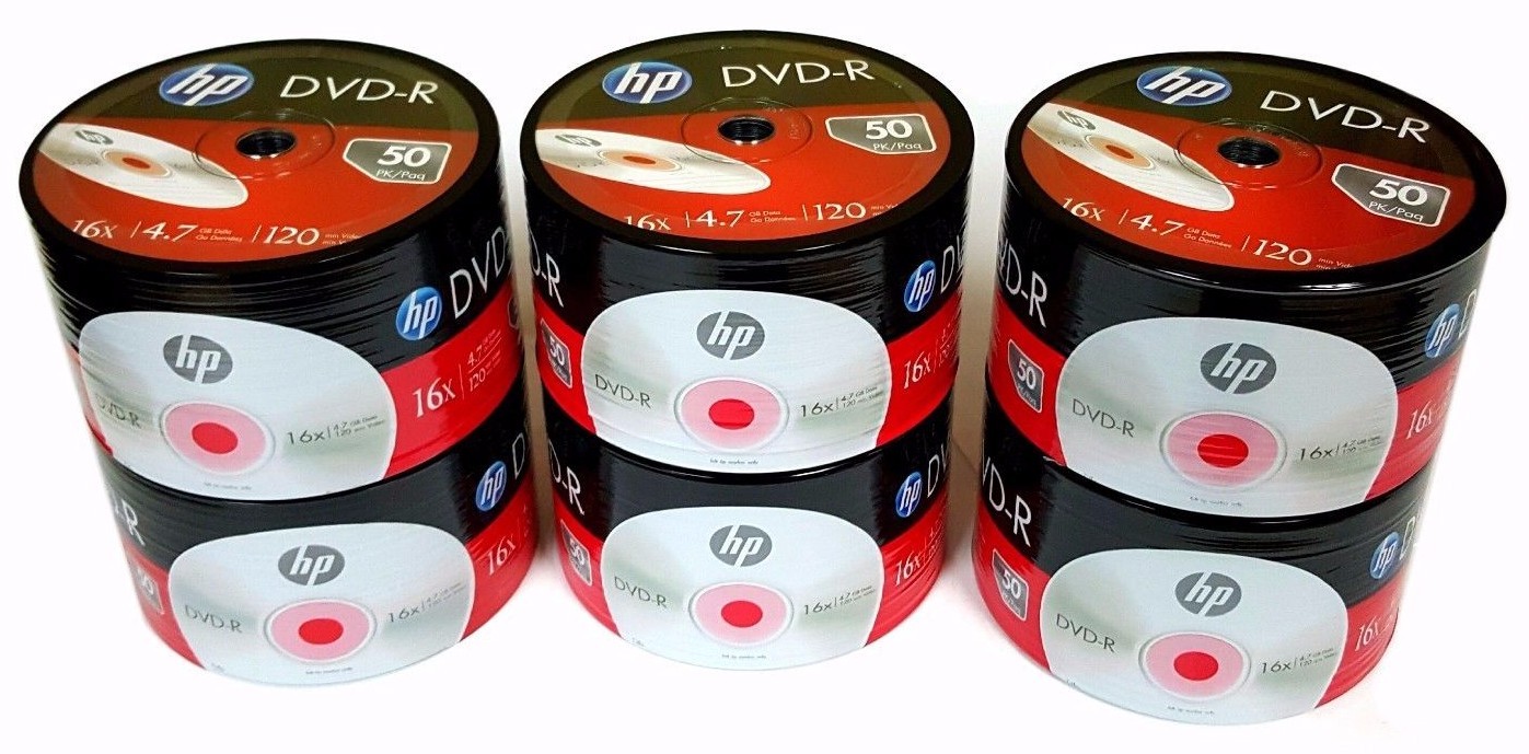 300+300 HP Blank 16X DVD-R DVDR Logo Branded 4.7GB Media Disc+Paper Sleeves FAST