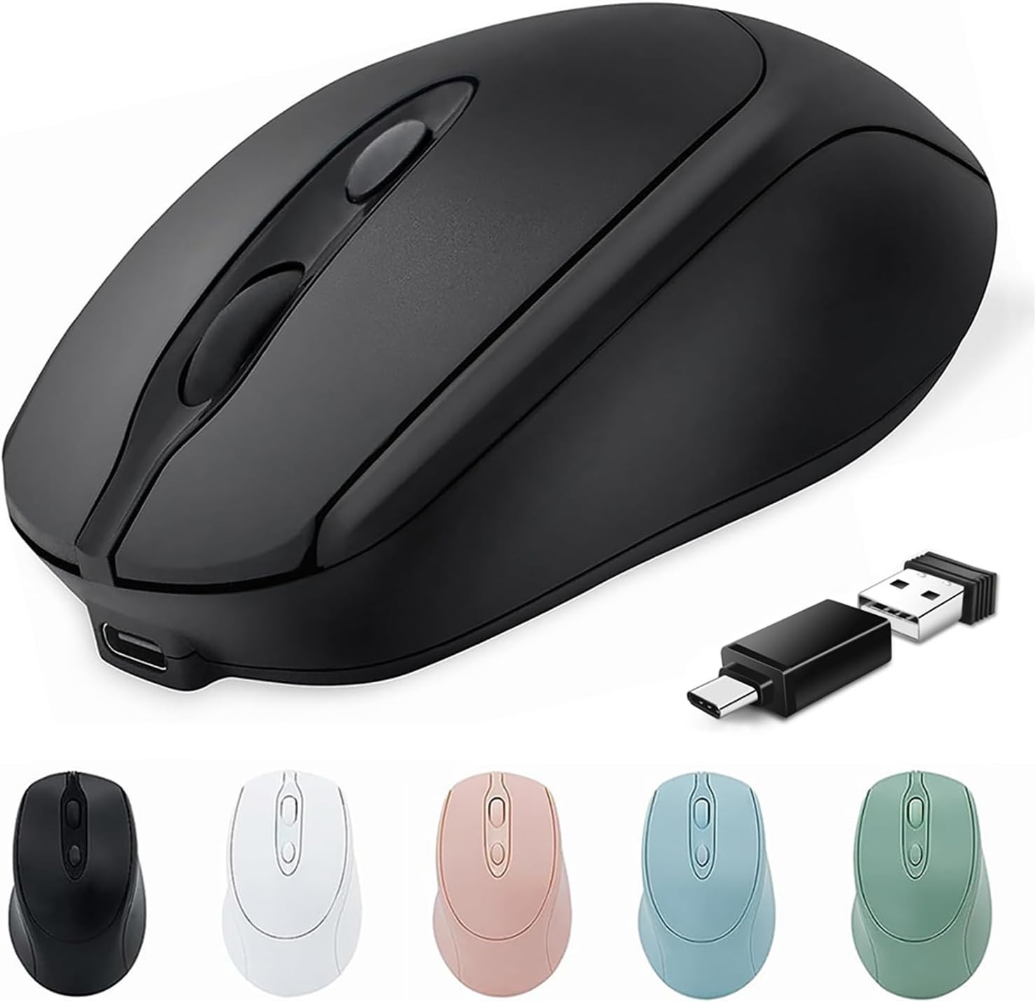 Bluetooth Wireless Mouse USB C for Mac Book Air Pro/iPad/Laptop Black