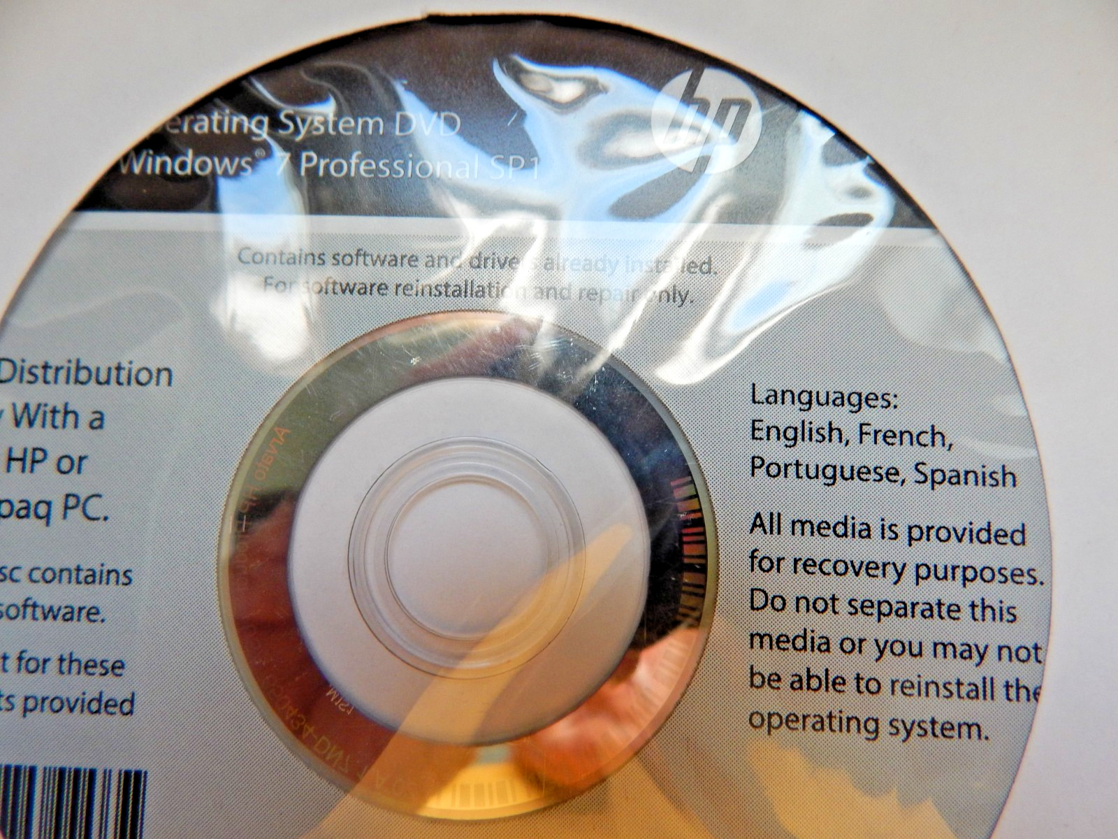 HP Operating System DVD – Windows 7 Pro SP1 64-bit 670233-DN7 No PRODUCT KEY #88