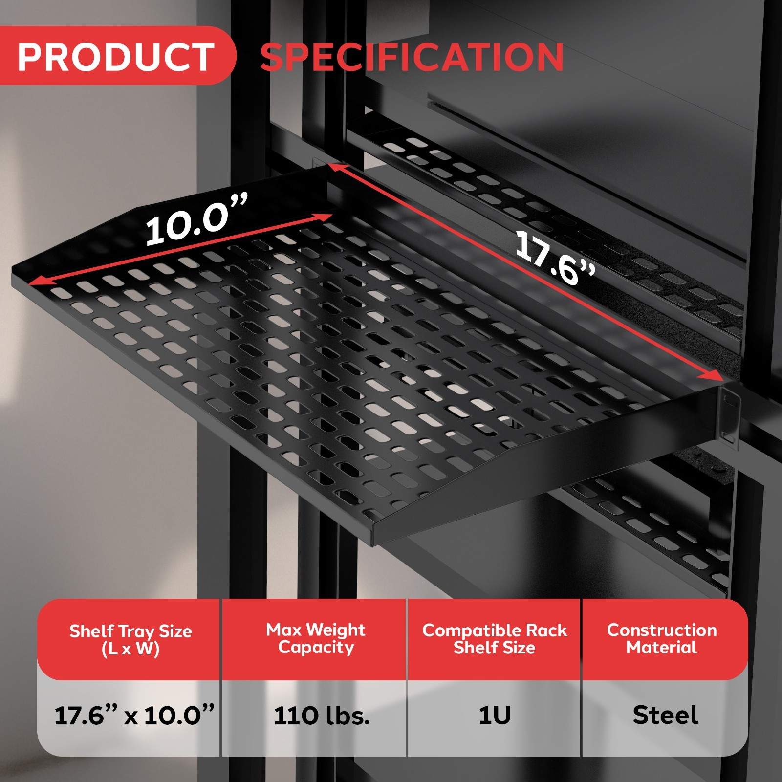 Pyle 8-Pack 1U Server Rack Shelf – Universal Device Server Rack Mounting Tray